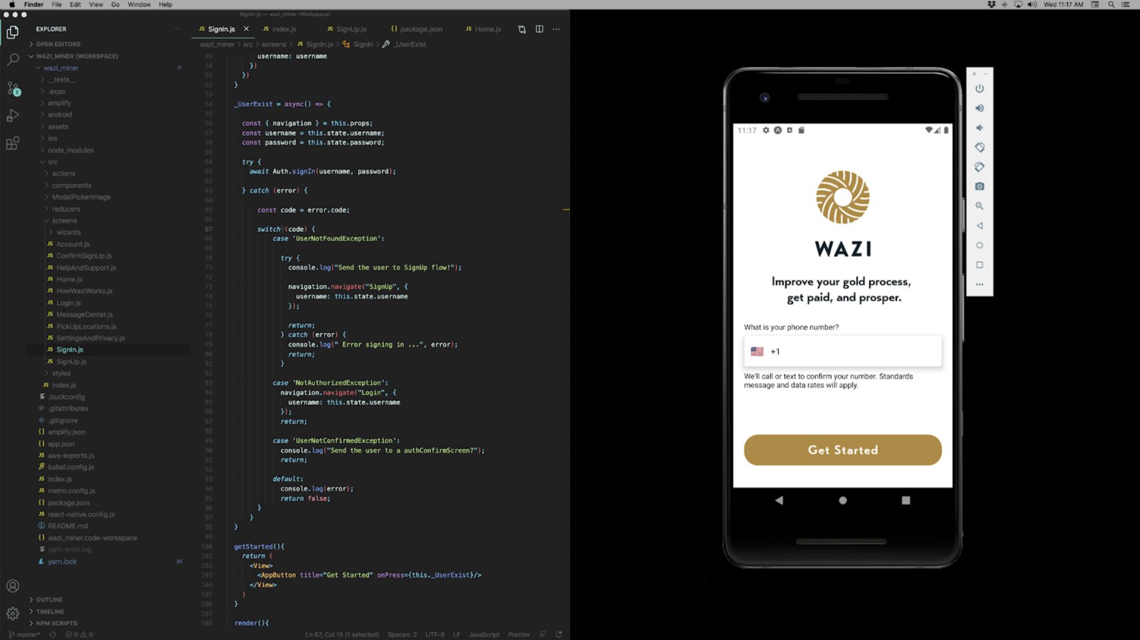 Mwamba React Native mobile app